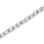 14K White Gold 3.0 Cttw Lab Grown Diamond Illusion-Set Miracle Plate Tennis Bracelet (F-G Color, VS1-VS2 Clarity) - Size 7.25"
