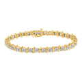 Two-Tone 10K Yellow Gold over .925 Sterling Silver 1.0 Cttw Diamond S-Curve Link Miracle-Set Tennis Bracelet (I-J Color, I3 Clarity) - 7"