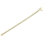 14K Yellow Gold Plated .925 Sterling Silver 1/10 Cttw Diamond Open Circle Beaded Wheel Link Tennis Bracelet (I-J Color, I3 Clarity) - 7.25"
