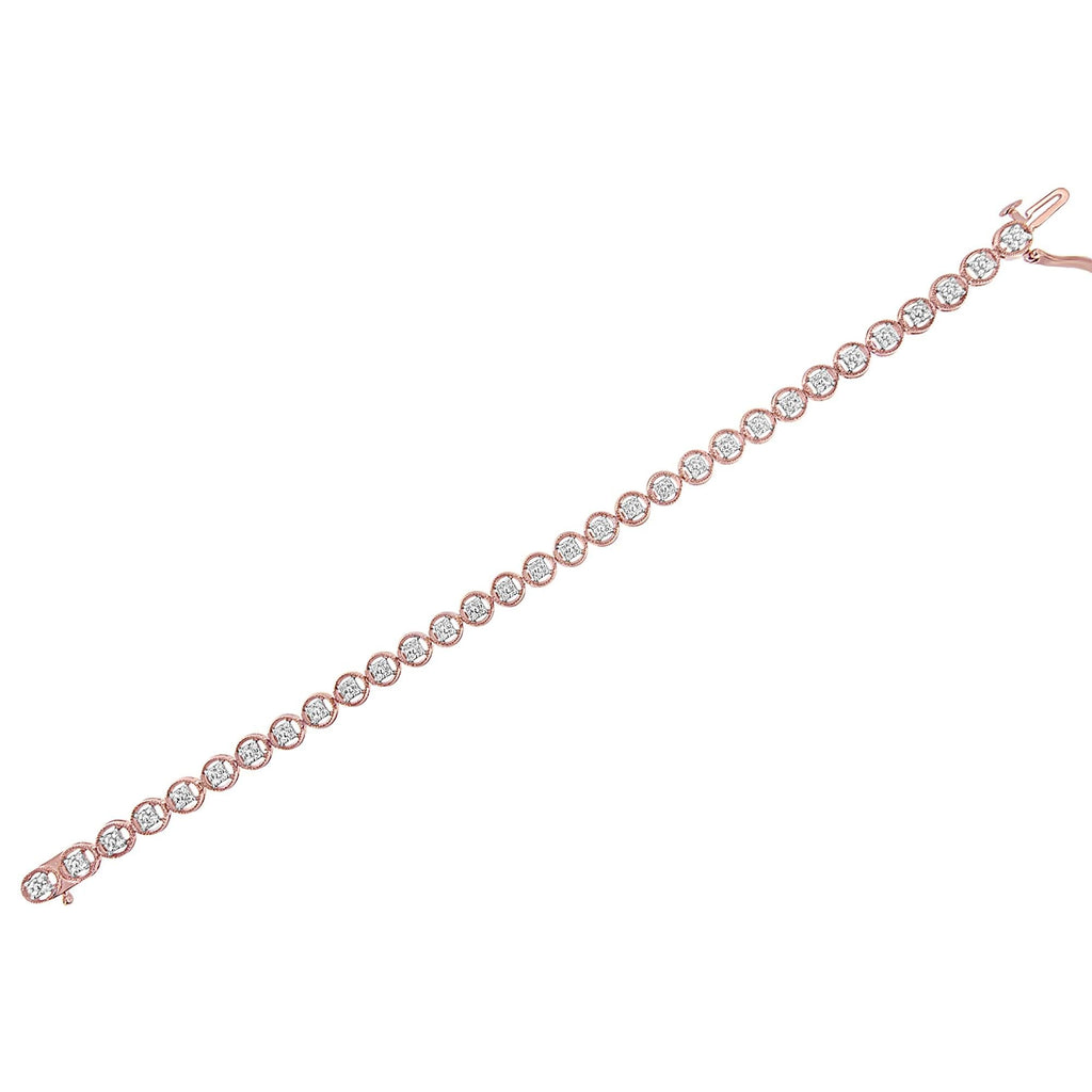 .925 Sterling Silver 1/4 Cttw Diamond 7" Open Circle Wheel Link Tennis Bracelet (I-J Color, I2-I3 Clarity)