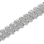 .925 Sterling Silver 3.0 Cttw Diamond Multi Row Cluster Slanted Wave Link 7-Â¼â€ Tennis Bracelet (I-J Color, I2-I3 Clarity)