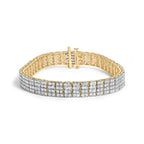 IGI Certified 14K Yellow Gold Plated Sterling Silver 10.0 Cttw Faint Brown Diamond 4 Row Tennis Bracelet