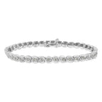 .925 Sterling Silver 1.0 cttw Miracle Set Diamond Spiraling Bezel Link Bracelet(I-J Color, I3 Clarity) -7.25"