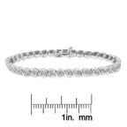 .925 Sterling Silver 1.0 cttw Miracle Set Diamond Spiraling Bezel Link Bracelet(I-J Color, I3 Clarity) -7.25"