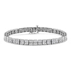 .925 Sterling Silver 2 Cttw Prong Set Round-Cut Diamond 4 Stone Box Link Bracelet (I-J Color, I3 Clarity) - 7.25"