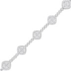 .925 Sterling Silver 3.0 Cttw Diamond Halo Square Shape Link Bracelet (I-J Color, I3 Clarity) - 7.25"