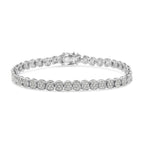 .925 Sterling Silver 2.0 Cttw Diamond Cluster Link Bracelet (I-J Color, I2-I3 Clarity) - Size 7.25"