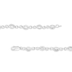 .925 Sterling Silver Prong Set Diamond Accent Curved Spiral Link Bracelet (I-J Color, I3 Clarity) - 7.25"