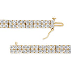 14K Yellow Gold 10.0 Cttw Diamond 2 Row Tennis Bracelet (L-M Color, I2-I3 Clarity) - Size 7.25 Inches