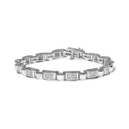 14K White Gold 2.00 Cttw Princess Diamond Invisible Set Link Bracelet (H-I Color, SI2-I1 Clarity) - 7"