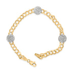 14K Yellow Gold 5/8 Cttw Diamond Cluster Curb Chain Bracelet