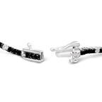 .925 Sterling Silver 3.0 Cttw Black and White Diamond Tennis Bracelet (I-J Color, I2-I3 Clarity) - 7.25" Inches