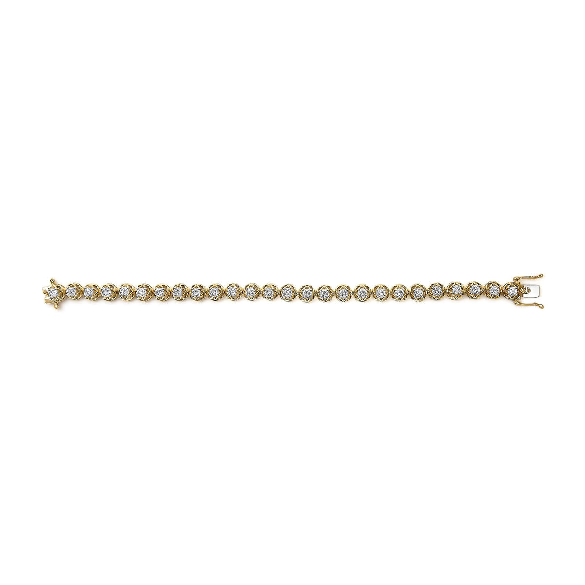 14K Yellow Gold Plated .925 Sterling Silver 3 9/10 Cttw Diamond Buttercup Style Tennis Bracelet