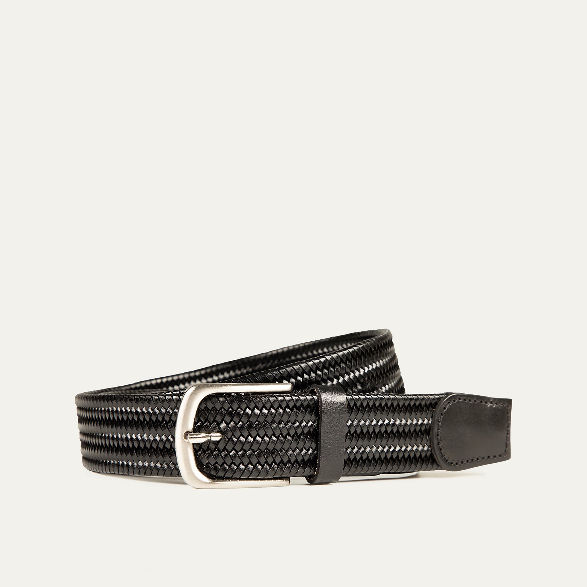BRAIDED LEATHER STRETCH WOVEN BELT