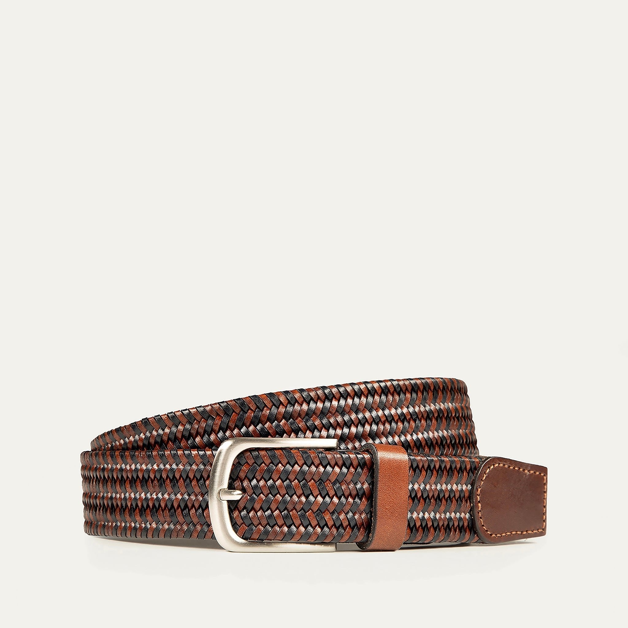 BRAIDED LEATHER STRETCH WOVEN BELT