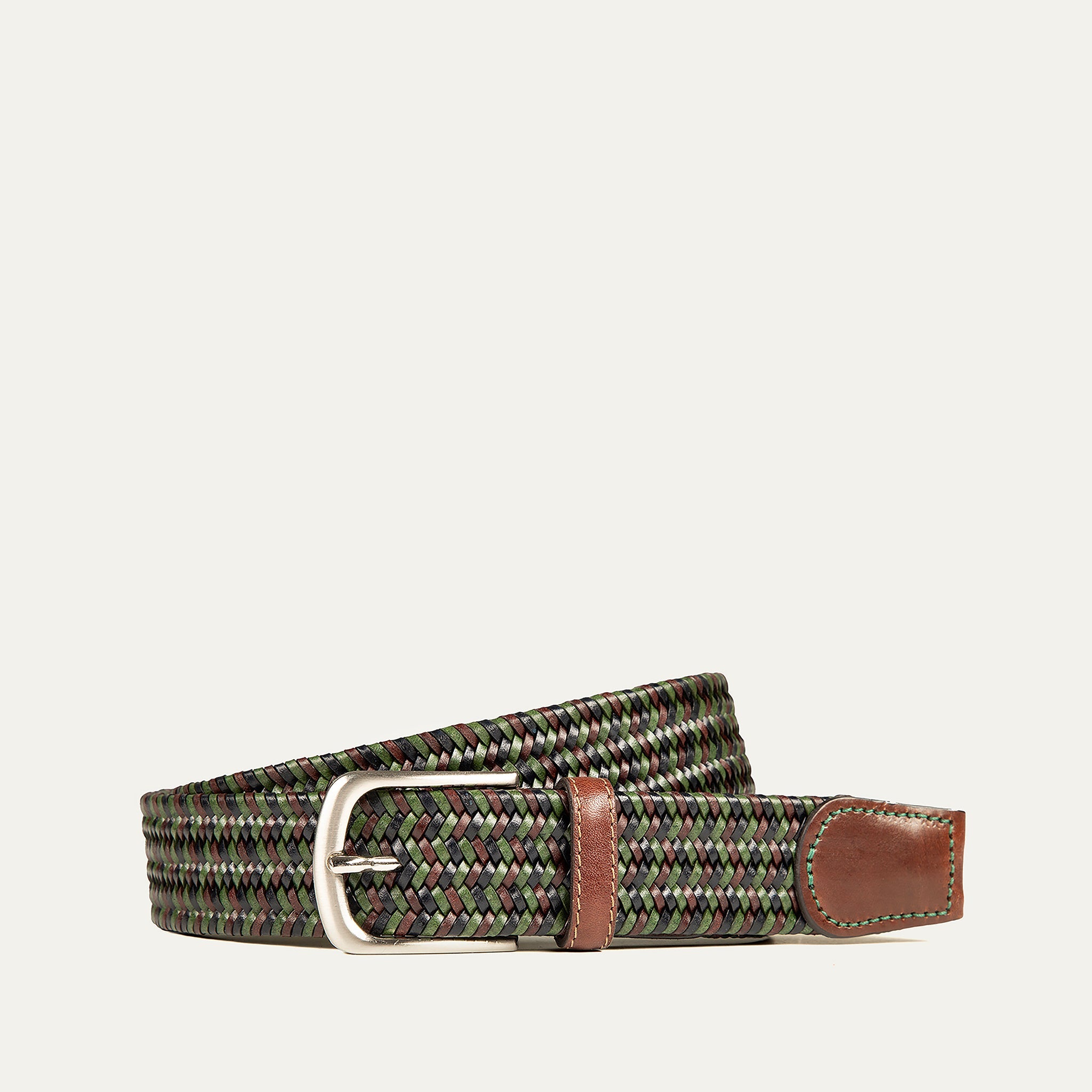 BRAIDED LEATHER STRETCH WOVEN BELT