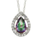Treated Topaz Diamond Fashion Pendants 14KT White Gold