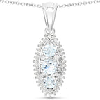4.50 Carat Genuine Blue Topaz and White Topaz .925 Sterling Silver 3 Piece Jewelry Set (Ring, Earrings, and Pendant w/ Chain)