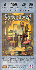 Super Bowl XXXIII Vintage Broncos-Falcons Ticket Stub John Elway MVP BA187588