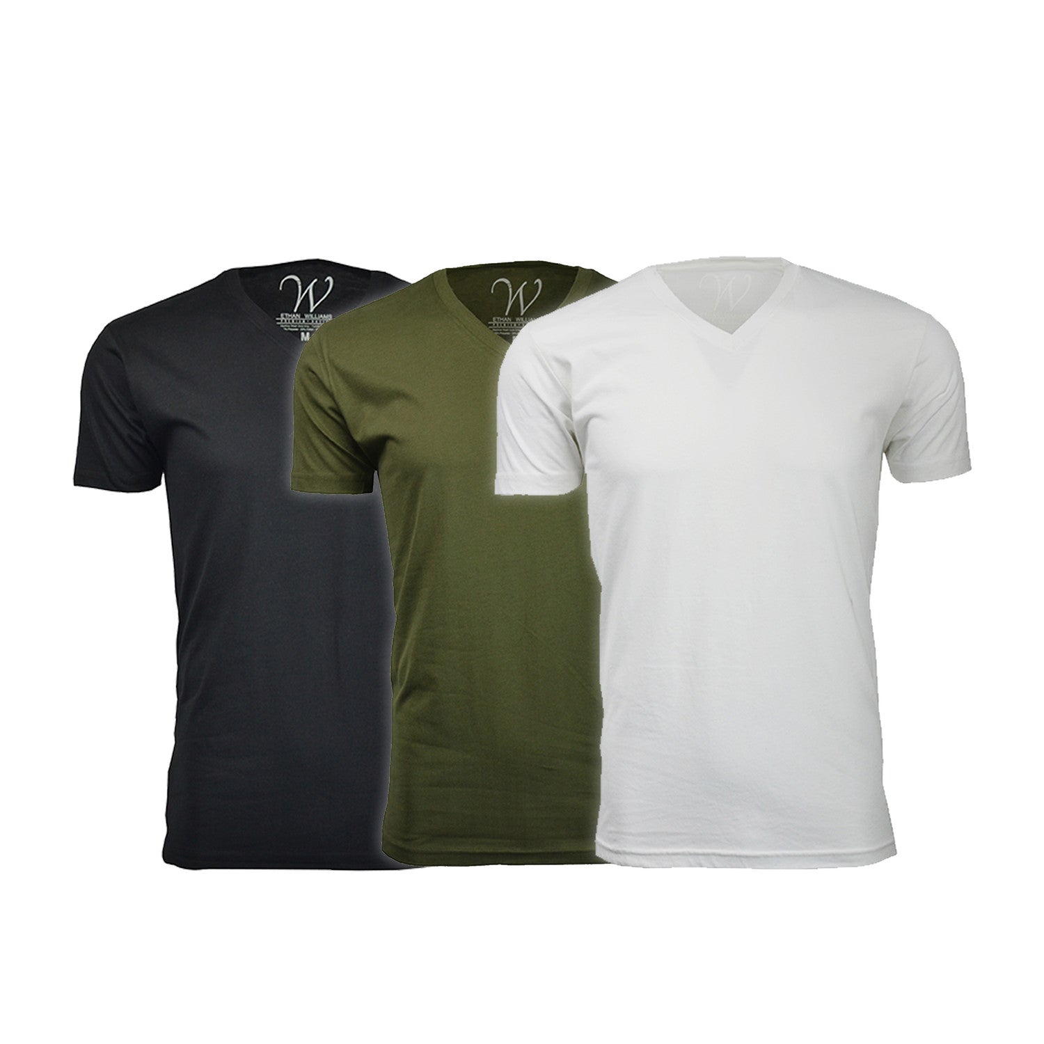 Ultra Soft Sueded V-Neck // Black + Military Green + White // Pack of 3