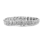.925 Sterling Silver 3.00 Cttw Diamond Chevron Link Bracelet (I2-I3 Clarity, I-J Color) - Size 7.25"