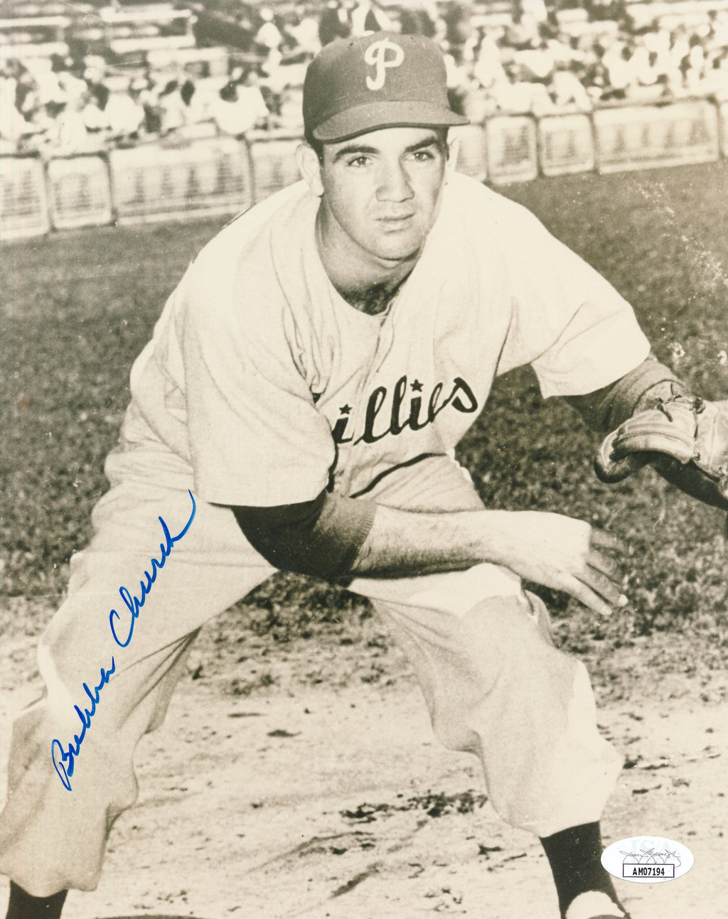 Bubba Church Autographed 8x10 Photo Philadelphia Phillies JSA 181907