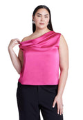 ELOQUII Women's Plus Size Twisted Satin Top - 14, Beetroot Purple