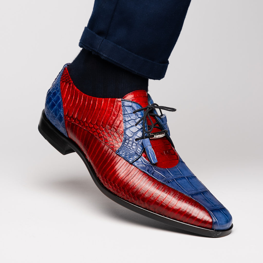 Moncalieri // Alligator + Cobra Skin Leather Oxfords // Navy + Red