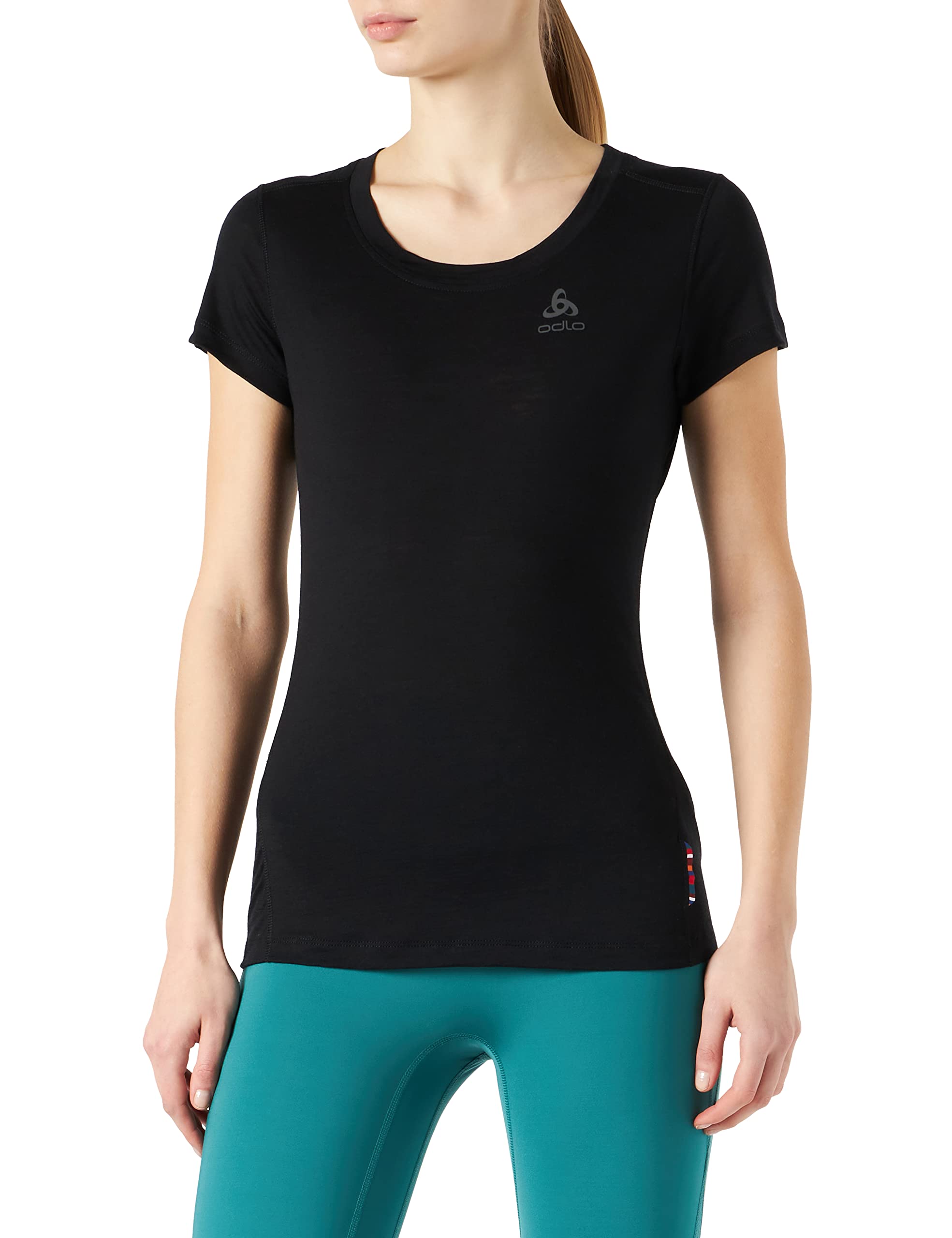 Odlo Womens Merino Crew Neck Short Sleeve Top  Black Small