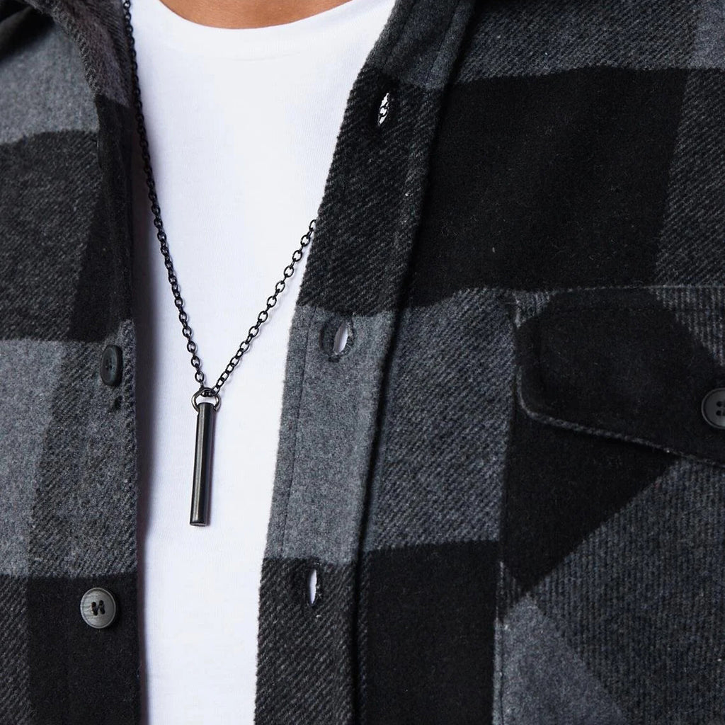 Slim Fit Flap Pocket Checkered Lumberjack Shirt // Black + Grey
