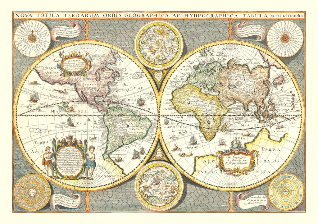 Vintage World Map 1642