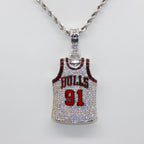 Chicago Bulls Dennis Rodman #91 Jersey Pendant Necklace – Premium Zircon Basketball Fan Gift