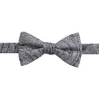 Ryan Seacrest Distinction Mens Atwood Paisley Formal Bow Tie Gray O/S