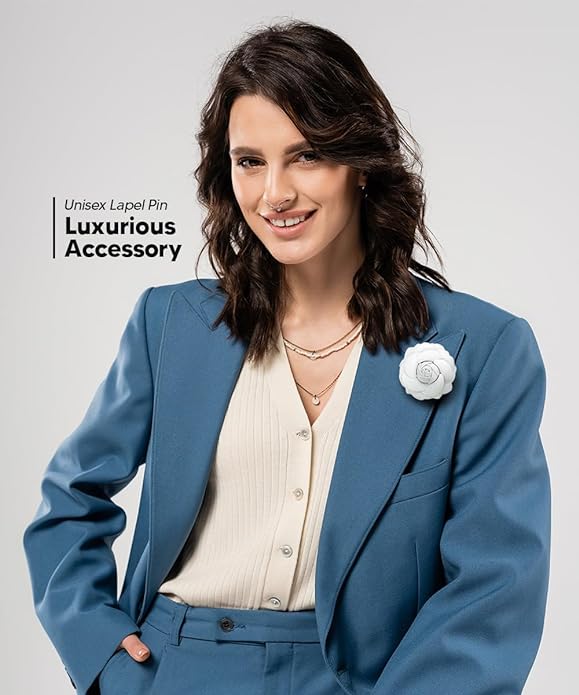 Vittorio Vico Unisex Leather Flower Lapel Pin