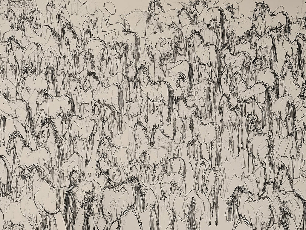 Abstract Horse Sketch Wall Art, Ready to Hang