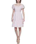 Calvin Klein Womens Cotton Clip Dot Fit & Flare Dress Pink 12