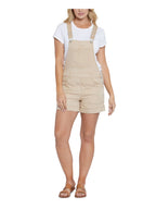 Seven7 Womens Juniors Side Button Adjustable Straps Shortalls Beige M