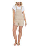 Seven7 Womens Juniors Side Button Adjustable Straps Shortalls Beige M