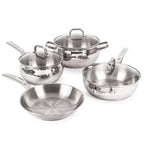 BergHOFF Belly Shape 18/10 Stainless Steel 9.5" Deep Skillet with Glass Lid, 3.2qt