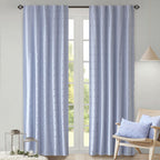 Urban Habitat Brooklyn Cotton Jacquard Pom Pom Window Panel Blue 42 x 95