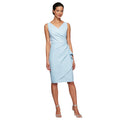 Alex Evenings Women's Slimming Short Ruched Dress with Ruffle (Petite and Regular), Light Blue, 8