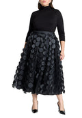 ELOQUII Women's Plus Size Dimensional Dot Full Skirt - 26, Black Onyx