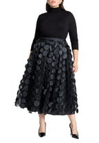 ELOQUII Women's Plus Size Dimensional Dot Full Skirt - 26, Black Onyx
