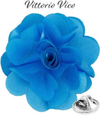 Vittorio Vico Unisex Satin Solid Flower Lapel Pin