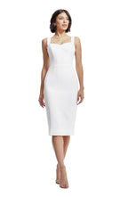 Dress the Population Women's Nicole Sleeveless Bodycon Stretch Midi Sheath Dress, Off White, X-Large