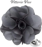 Vittorio Vico Unisex Satin Solid Flower Lapel Pin