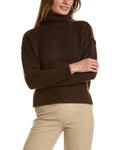 Max Studio Women's Long Sleeve Turtle Neck with Side Slits, Walnut-1129, Extra Small