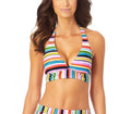 Anne Cole Women's Painted Stripe Banded Halter Bikini Top (Painted Sky Multi Stripe, Large)
