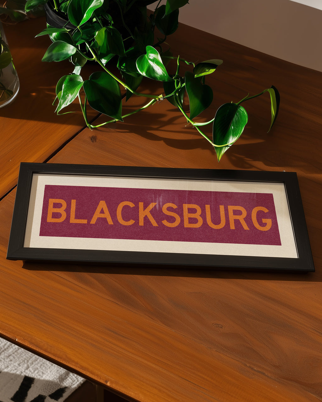 Framed Blacksburg Maroon Bus Scroll