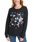 DKNY Women's Cotton Paillette Everywhere Sweatshirt Gray Size X-Small